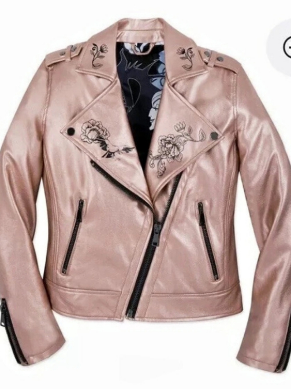 Disney Maleficent Rose Gold Faux Leather Moto Jacket